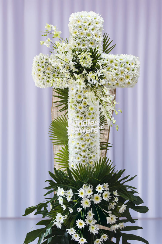 Funeral Cross Flowers 01