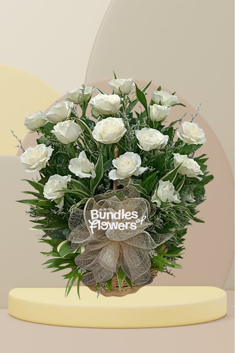 White Roses Basket