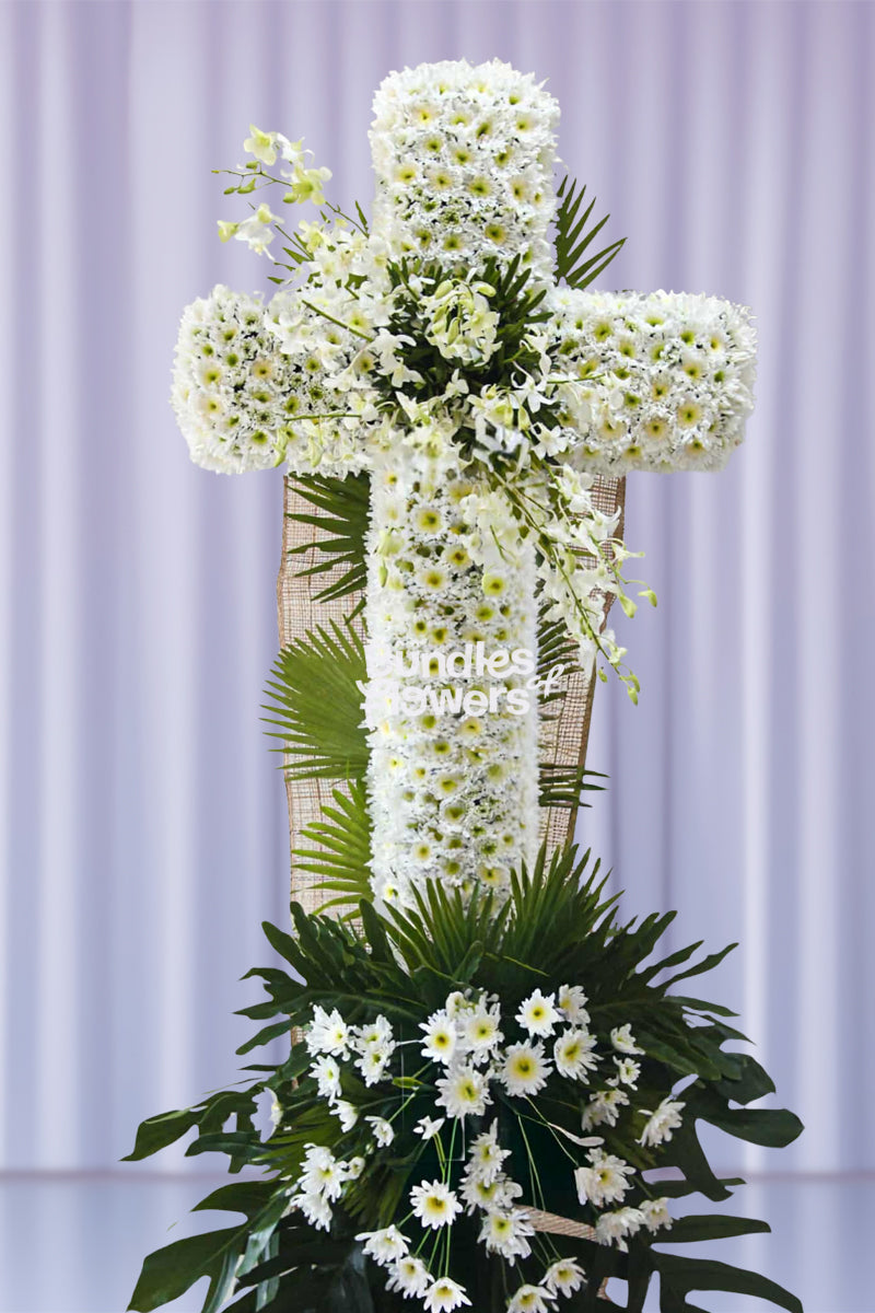 Funeral Cross Flowers 01
